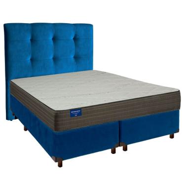 Imagem de Cama + Box Azul E Colchão D33 Queen - Orthotech Inducol + Cabeceira