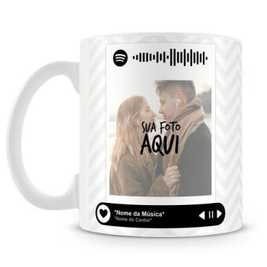 Imagem de Caneca Personalizada com Foto e Música Spotify - Mod.4 Exclusiva - Amo