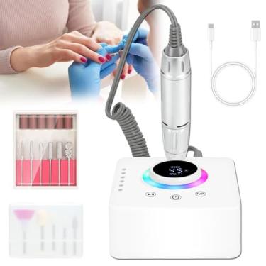 Imagem de Máquina de furadeira elétrica de mesa portátil 2 em 1, sem escova, 45.000 RPM, bateria de 14,8 Wh (tempo de uso: 8 horas), polidor de manicure com conjunto de brocas, 11 brocas