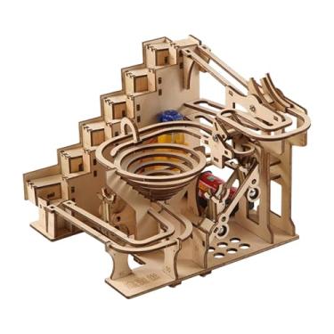 Imagem de Almencla Quebra-cabeça de madeira 3D faça você mesmo, modelo de corrida de mármore, artesanato educacional, brinquedos de construção de automontagem,