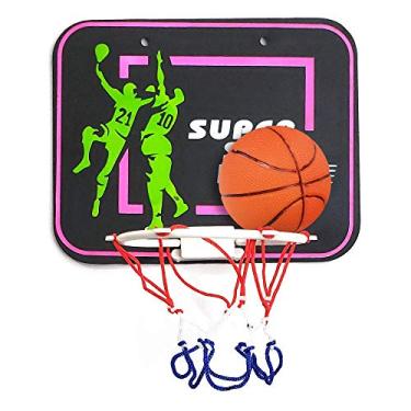 Imagem de ArtCreativity Jogo de cesta de basquete de plástico para crianças e adultos, inclui 1 mini bola, 1 rede de tabuleiro traseiro, adesivos pendurados, conjunto de basquete interno para casa, escritório, quarto, melhor presente para meninos e meninas