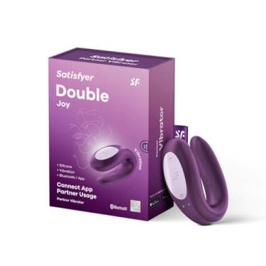 Imagem de Satisfyer Double Joy Vibrador para Casais com Controle de Aplicativo - Estimulação do Ponto G e do Clitóris, Brinquedo para Parceiros, Forma em U, Vestível Durante o Sexo - Compatível com App Satisfyer, Impermeável, Recarregável (Violeta)