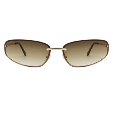 Imagem de Oculos de Sol Oval Premium Original Blogueira Tendencia moda Praia Verão Em Alta UV400 Feminino Unisex - Modelo Next - Cacife Brand (Marrom Degradê)