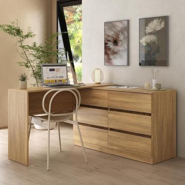 Imagem de Escrivaninha em L 120cm c/ 6 Gavetas Flex Multimóveis MP6030