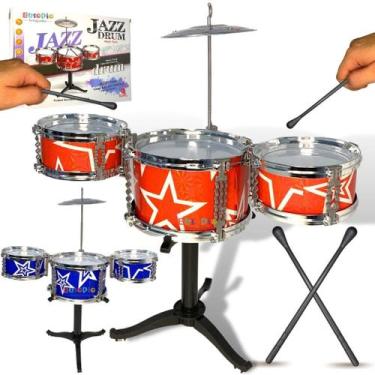 Imagem de Bateria Acústica Infantil Mini Três Tambores Brinquedo - Europio, Sort