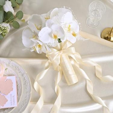 Imagem de Rolo de 2,5 cm, fita de cetim para embrulho de presente, casamento, artesanato, Natal, Páscoa, floral, cabelo, decorações de convites e mais creme