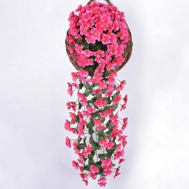 Imagem de Flores artificiais violeta decoração de festa simulação dia dos namorados casamento cesta de pendurar na parede flor orquídea violetas falsas (rosa vermelha)