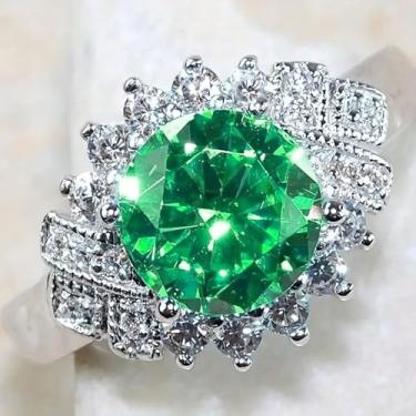 Imagem de Anéis de noivado de zircônia cúbica banhados a ouro branco, alianças de compromisso, festas noturnas, presentes de dia dos namorados, alianças de eternidade para mulheres, 7, Cobre, Sem pedra preciosa