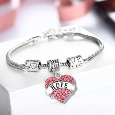 Imagem de Pulseira de coração de cristal Hope para mulheres, presente de esperança para mulheres, One Size, Liga de aço, Sem Pedra Preciosa