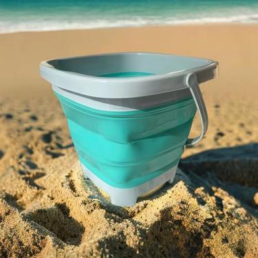 Imagem de Balde dobrável, balde de esfregão de limpeza de 2L, balde portátil para acampamento, praia, areia, pote de água, quadrado para pesca, praia, acampamento, acampamento, trailer, acessórios (azul)