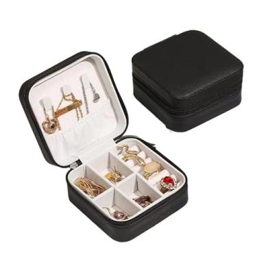 Imagem de KIT 2 Porta Joia De Bolsa Para Viagem Portátil/caixa de armazenamento/bolsa/anel/colar (PRETO)