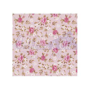 Imagem de Tecido Tricoline Floral Lúcia fundo Rosa - Tecidos Caldeira - 50 x 150