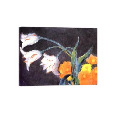 Imagem de Pôster e impressões em tela de flores vintage - reprodução de pintura de arte de parede famosa - flores brancas e amarelas - imagens prontas para pendurar tela embrulhada 40 x 50 cm 16 x 20 polegadas