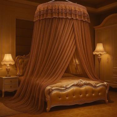 Imagem de Mosquiteiro Gigante de Teto Casal King Queen com Abertura Lateral 14m(Marrom 2,Gigante sem Abertura)