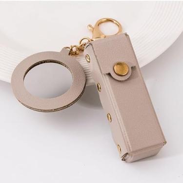 Imagem de Porta-batom portátil de couro PU, porta-chaves, porta-batom, com mini espelho, chaveiro criativo e fofo, protetor labial, batom, viagem, estojo de armazenamento de maquiagem para mulheres (estilo 16)