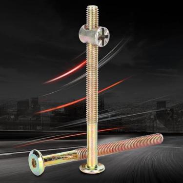 Imagem de Parafusos para móveis de aço carbono M6, parafusos e porcas de cabeça sextavada de 10 peças, fixadores zincados para união de madeira