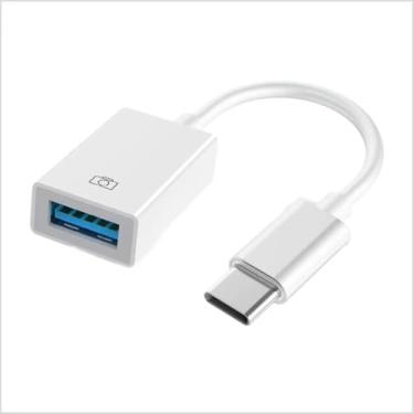 Imagem de Adaptador USB-C para USB para telefone 16/15 Plus/Pro Max, Galaxy S24/S23/S22, conversor de cabo USB OTG suporta câmera, leitor de cartão, pen drive USB (branco)
