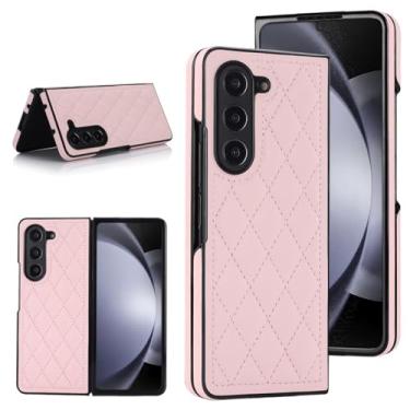 Imagem de Capa de couro para celular Samsung Galaxy Z Fold 6, 5, 4 e 3, com proteção antibloqueio, rosa, para Galaxy Z Fold 6