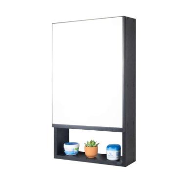 Imagem de Armário Para Banheiro Com Espelho Tebas Preto 34cm