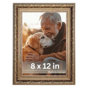 Imagem de VictoR Porta-retrato 20 x 30 cm ouro marrom "Leonardo" - Moldura antiga 20 x 12 com vidro acrílico inquebrável - Barroco