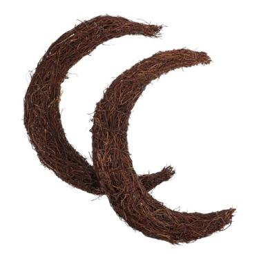 Imagem de SOLUSTRE 2 Anéis de Guirlanda de Videira Em Formato de Lua - Guirlanda de Galhos de Videira de Vime Faça Você Mesmo para Decoração de Parede de Porta de Entrada de Natal, 11 X 8,65 Polegadas, Preto