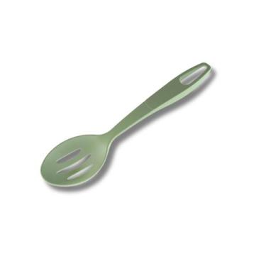 Imagem de Colher Vazada De Cozinha Cor Verde Nylon Resistente 29,7cm - Moara