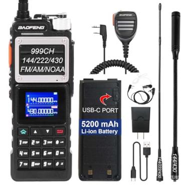 Imagem de BAOFENG Rádio amador UV25M Tri-Band Handheld Long Range Walkie Talkies de alta potência 5200mAh rádio tático com correspondência de frequência, NOAA, USB-C, 999CH, antena de banda tripla para