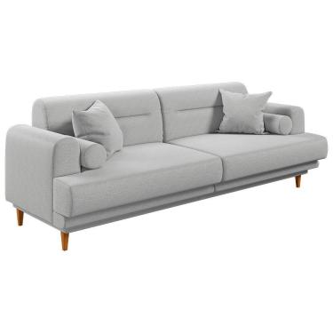 Imagem de Sofá Living Coimbra 2,20m Em Linho Pés Em Madeira Cor Cinza 2341
