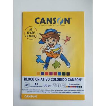 Imagem de Bloco A3 80g Canson colorido com 32 folhas