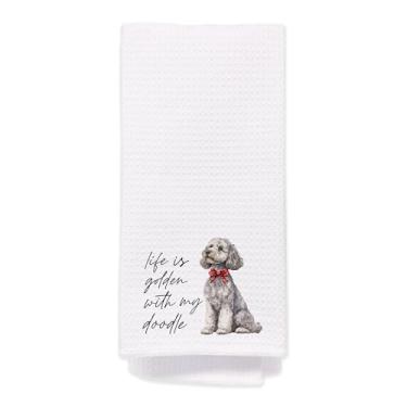 Imagem de BitKan Toalhas de mão Goldendoodle para banheiro - Golden Doodle Poodle Toalha de chá de cozinha, presentes de mãe de cachorro Goldendoodle para mulheres, presentes dourados para Dia das Mães/Natal