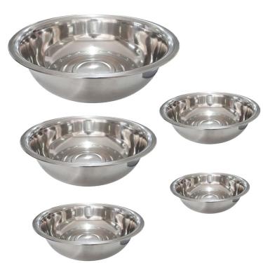 Imagem de Tigela Bowl Inox Bacia Cumbuca Kit 5 uni Receita Preparo Mesa Casa Restaurante Multiuso Versatil Resistente Duravel
