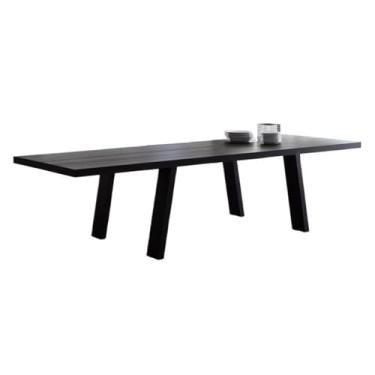 Imagem de Mesa de computador para escritório em casa Mesa de madeira maciça estilo minimalista, mesa jantar preta para casa, conferência retangular moderna para escritório(XL)