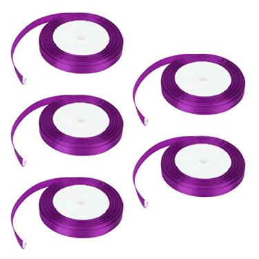 Imagem de Rolo de fita de cetim multiuso decorativo embrulho de presente DIY acessórios artesanais para festa de casamento caixa de presente bolo embrulho de doces poliéster 10 mm de (35#roxo)