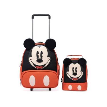 Imagem de Kit Mochila Disney Rodinha Estojo Lancheira Escolar Mickey