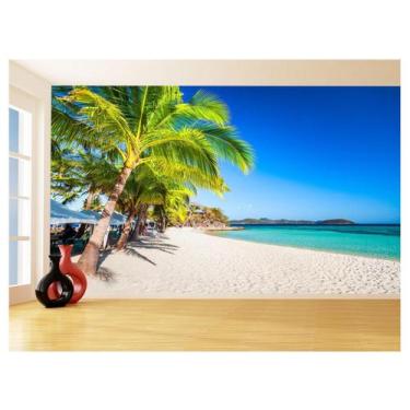 Imagem de Papel De Parede 3D Praia Mar Coqueiros Céu Azul 3,5M Npr332 - Você Dec