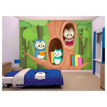 Imagem de Papel De Parede Corujas Livros Leitura  Azs116 - Você Decora