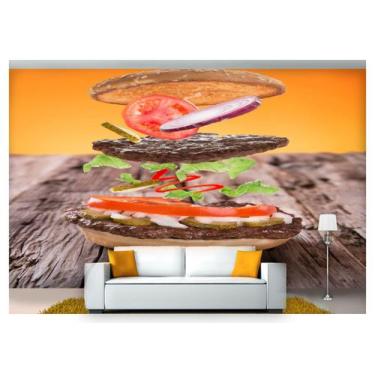 Imagem de Papel De Parede Chesseburguer Queijo Carne 3D Al129 - Você Decora