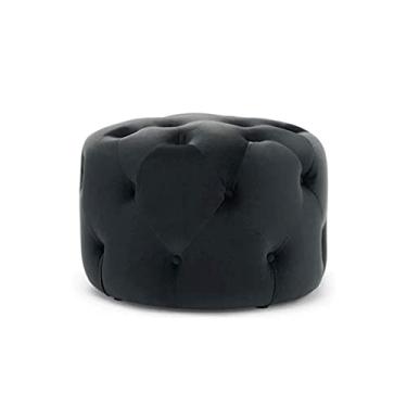 Imagem de ZJYWMM Banqueta para pés otomana nórdica luxuosa redonda almofada de assento de veludo macio capas de esponja apoio para os pés casa sala de estar moda sofá banco (cor: cinza escuro)