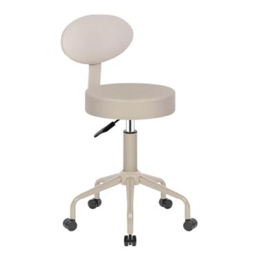 Imagem de BSNANCA Banqueta redonda de couro PU, banco giratório hidráulico com rodas, banco de rolamento ajustável, banco de salão de spa, A2