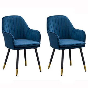 Imagem de Cadeira de jantar, cozinha, sala de jantar, móveis, cadeiras de cozinha, sala de jantar, poltrona com pernas de metal, assento e encostos de veludo para sala de estar, quarto, cozinha (tamanho: 2