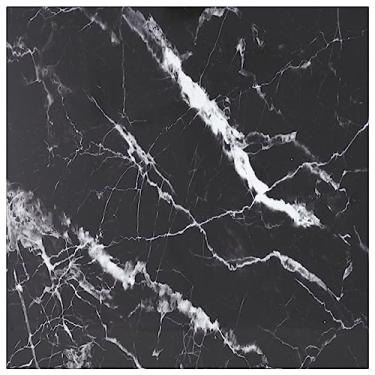 Imagem de Tampo de mesa para casa e escritório preto 70 x 70 cm 0,5 cm vidro temperado com design de mármore