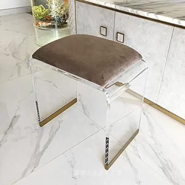 Imagem de Banqueta de acrílico transparente com assento acolchoado de veludo, banquinho macio para pés de descanso para sala de estar, banco de cozinha transparente moderno para e Aldults-G 32 x 23 x 26 cm (13