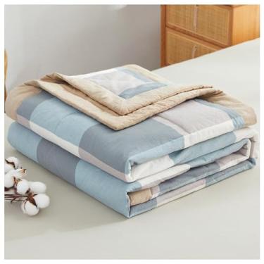 Imagem de EESCZVGBDX Colcha fresca de verão, edredom refrescante de verão de algodão lavado, colcha térmica de verão, colcha de ar condicionado, algodão lavado adequado para a pele para todas as estações