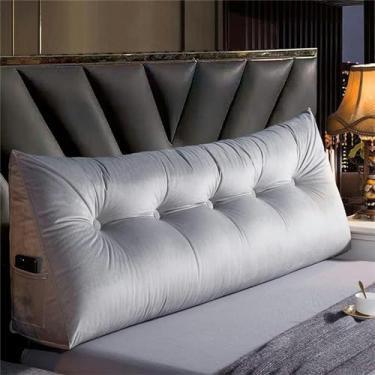 Imagem de Travesseiro de leitura, grande, triangular, cabeceira, apoio de posicionamento do encosto, almofada de cunha para dormitório, sofá-cama, cama de solteiro com capa removível