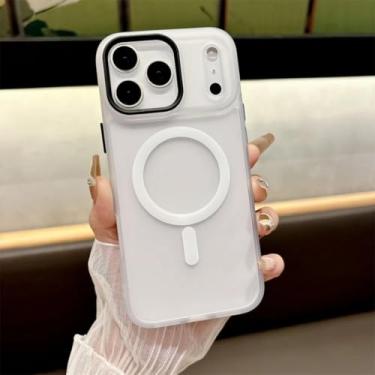 Imagem de SFDSUH Capa transparente para iPhone 16e com carregamento sem fio magnético (para iPhone 16e/Branco transparente)