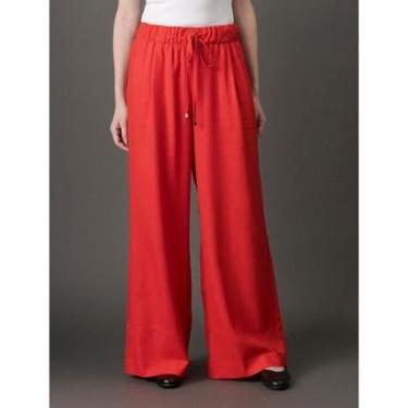 Imagem de Calça Feminina Wide Leg Linho Misto Calvin Klein-Feminino