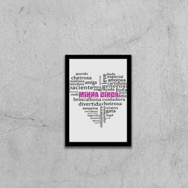 Imagem de Quadro Minha Dinda Qualidades Coração Branco 24X18Cm - Quadros On-Line