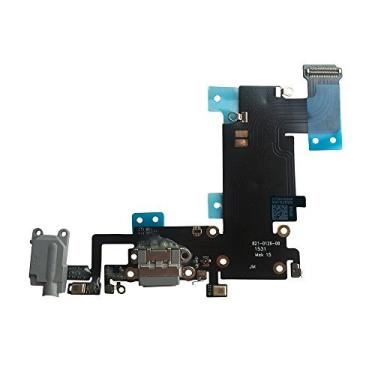 Imagem de Johncase OEM Cabo de carregamento conector de base com microfone + entrada de áudio de fone de ouvido, fita de reposição, peça compatível com iPhone 6S Plus todas as operadoras, Black/Space Gray