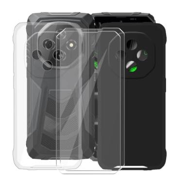 Imagem de KJYFOANI Capa para Blackview Fort 1 (16.7 cm), com [2 películas protetoras de tela de vidro temperado], capa preta + transparente de silicone macio à prova de choque