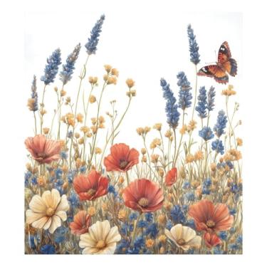 Imagem de Blueangle Capa de ímã vintage de flores silvestres para lava-louças, decoração de capa frontal de lava-louças, adesivos de eletrodomésticos, adesivos de eletrodomésticos, adesivo magnético decorativo